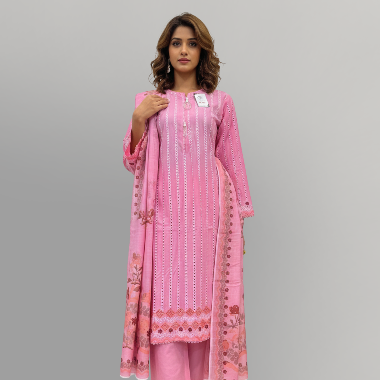 Rose Charm Embroidered 3-Piece Lawn Suit