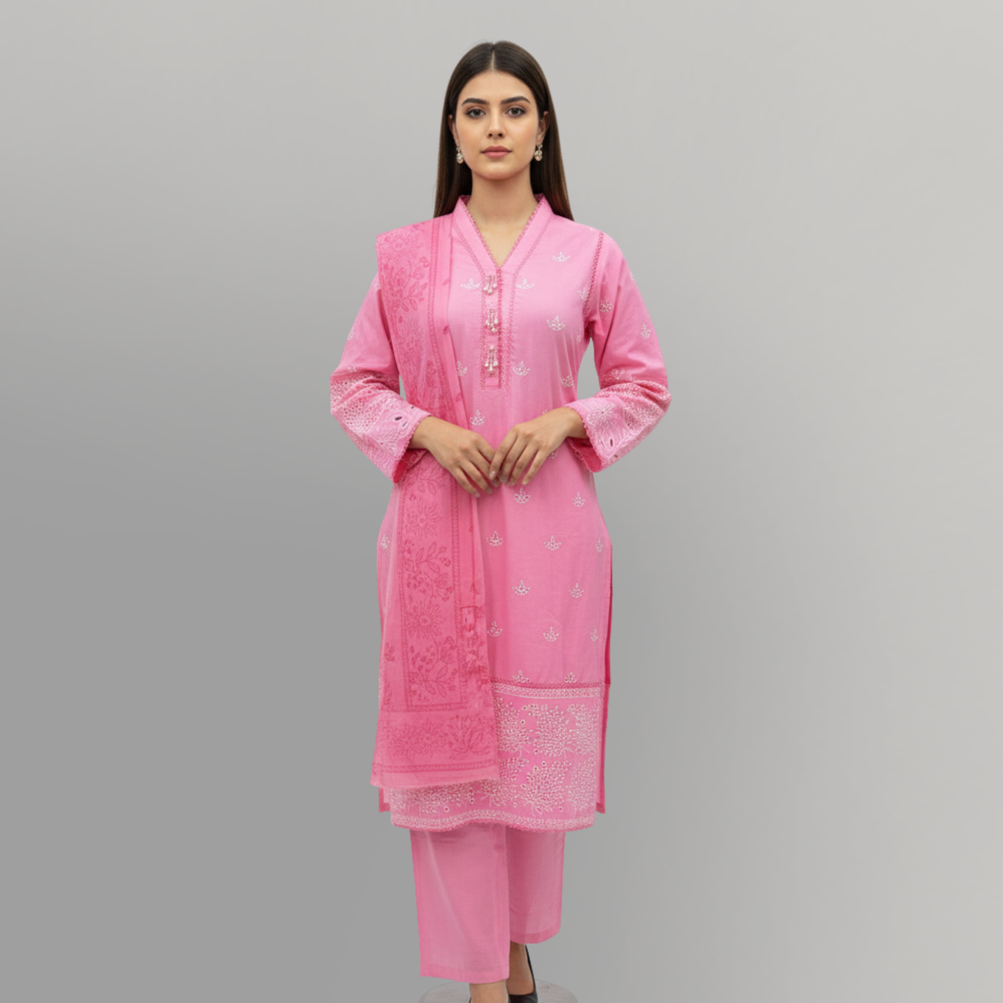 Blush Noor Embroidered 3-Piece Lawn Suit