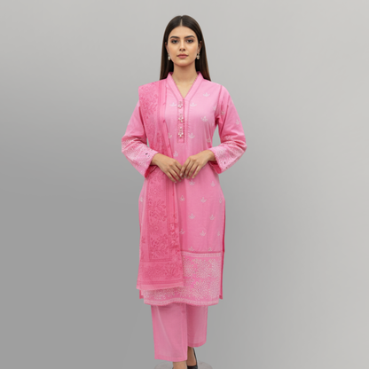 Blush Noor Embroidered 3-Piece Lawn Suit