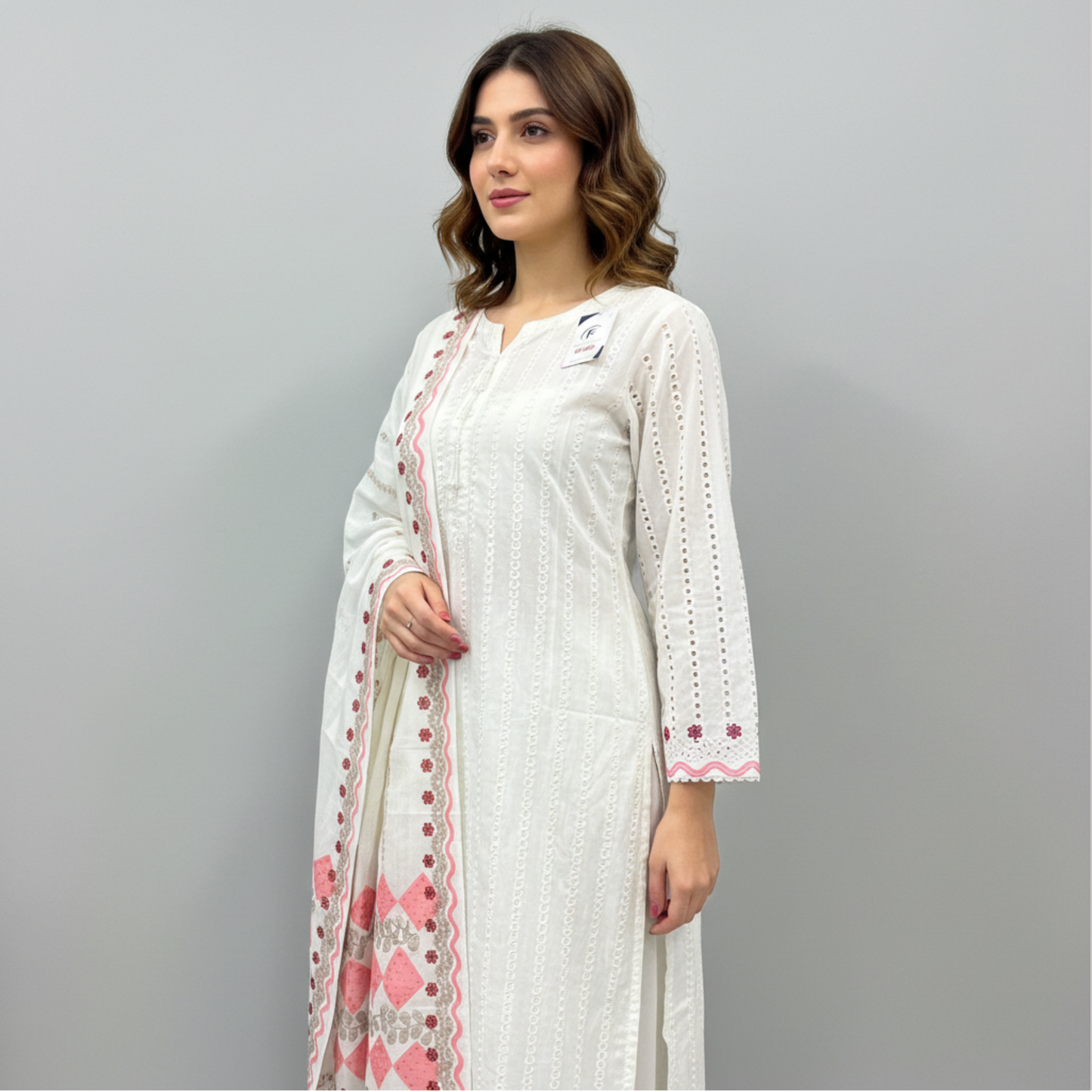 Ivory Grace Embroidered 3-Piece Lawn Suit