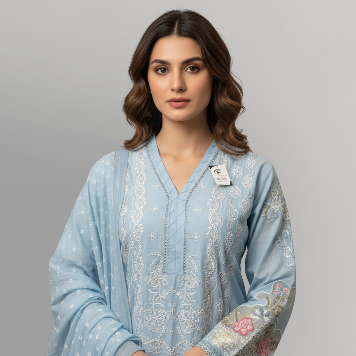 💚 Azure Mist Embroidered 3-Piece Lawn Suit
