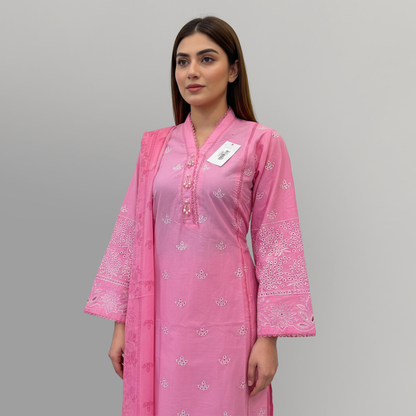 Blush Noor Embroidered 3-Piece Lawn Suit