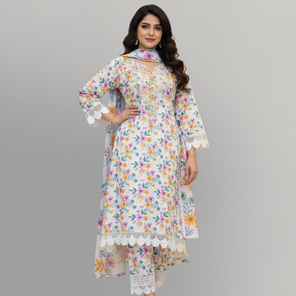 💚 Pearl Garden Embroidered 3-Piece Lawn Suit