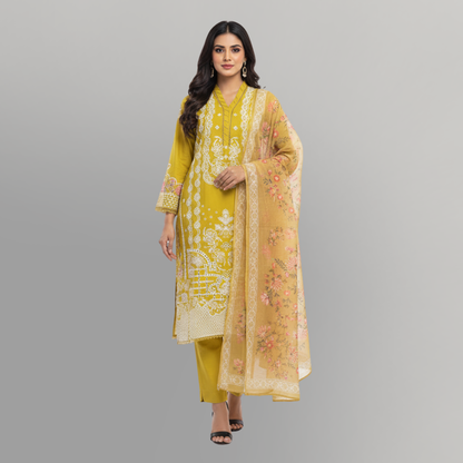 💚 Saffron Grace Embroidered 3-Piece Lawn Suit