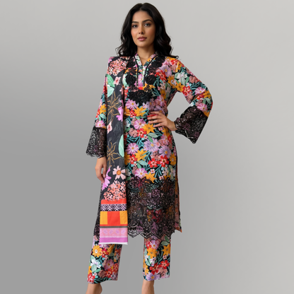 💚 Celestial Bloom Embroidered 3-Piece Lawn Suit