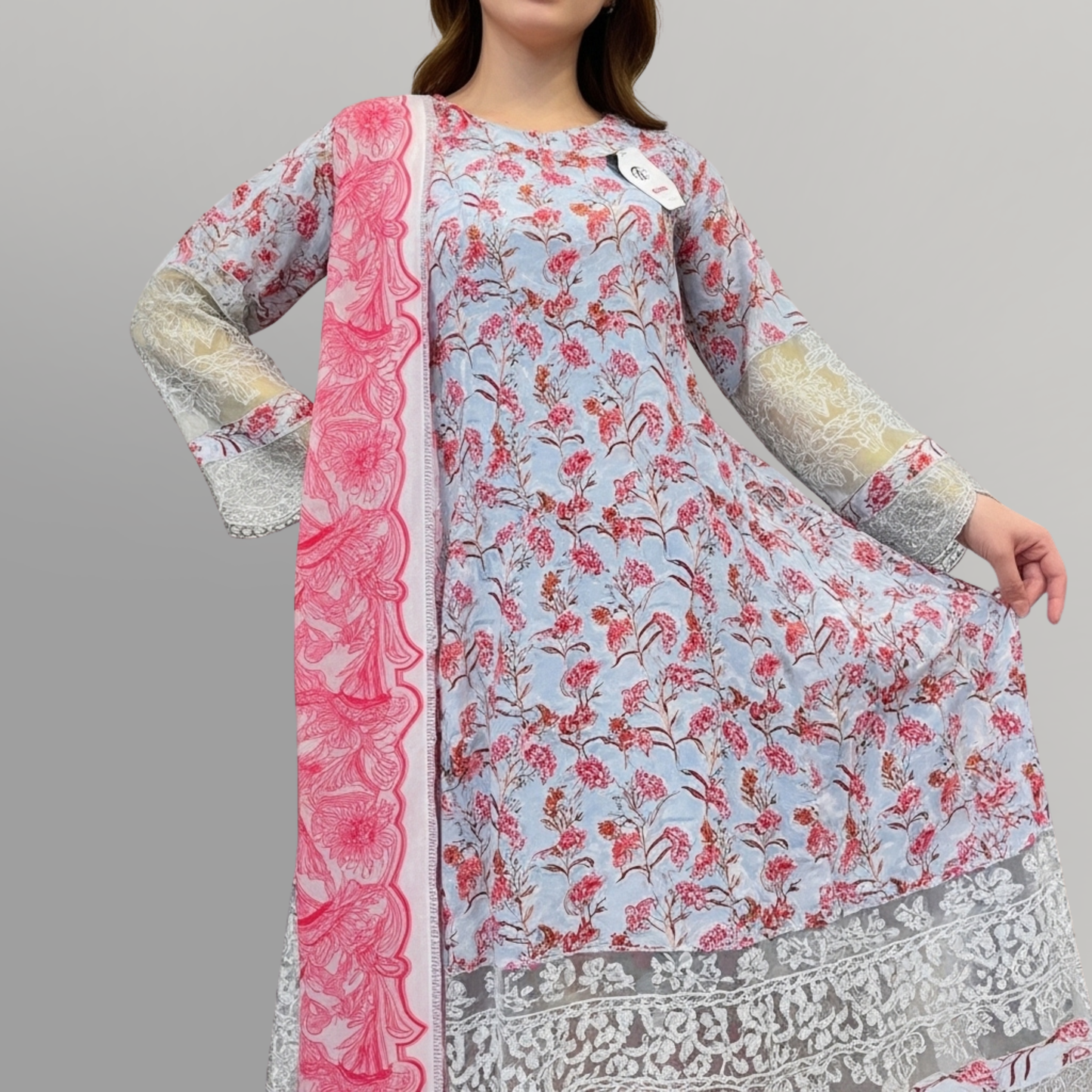Rosé Bloom Printed 3-Piece Lawn Suit