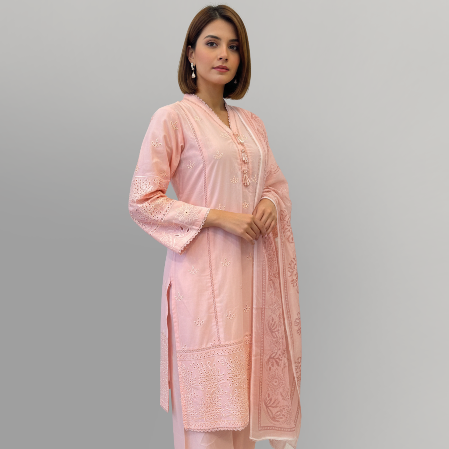 💚 Blush Serenity Embroidered 3-Piece Lawn Suit