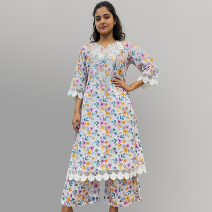 💚 Pearl Garden Embroidered 3-Piece Lawn Suit