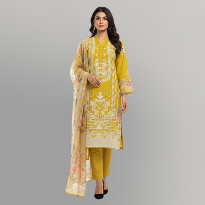 💚 Saffron Grace Embroidered 3-Piece Lawn Suit