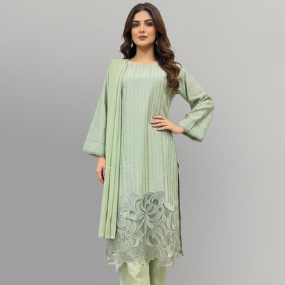 💚 Mint Essence Sequined Embroidered 3-Piece Lawn Suit