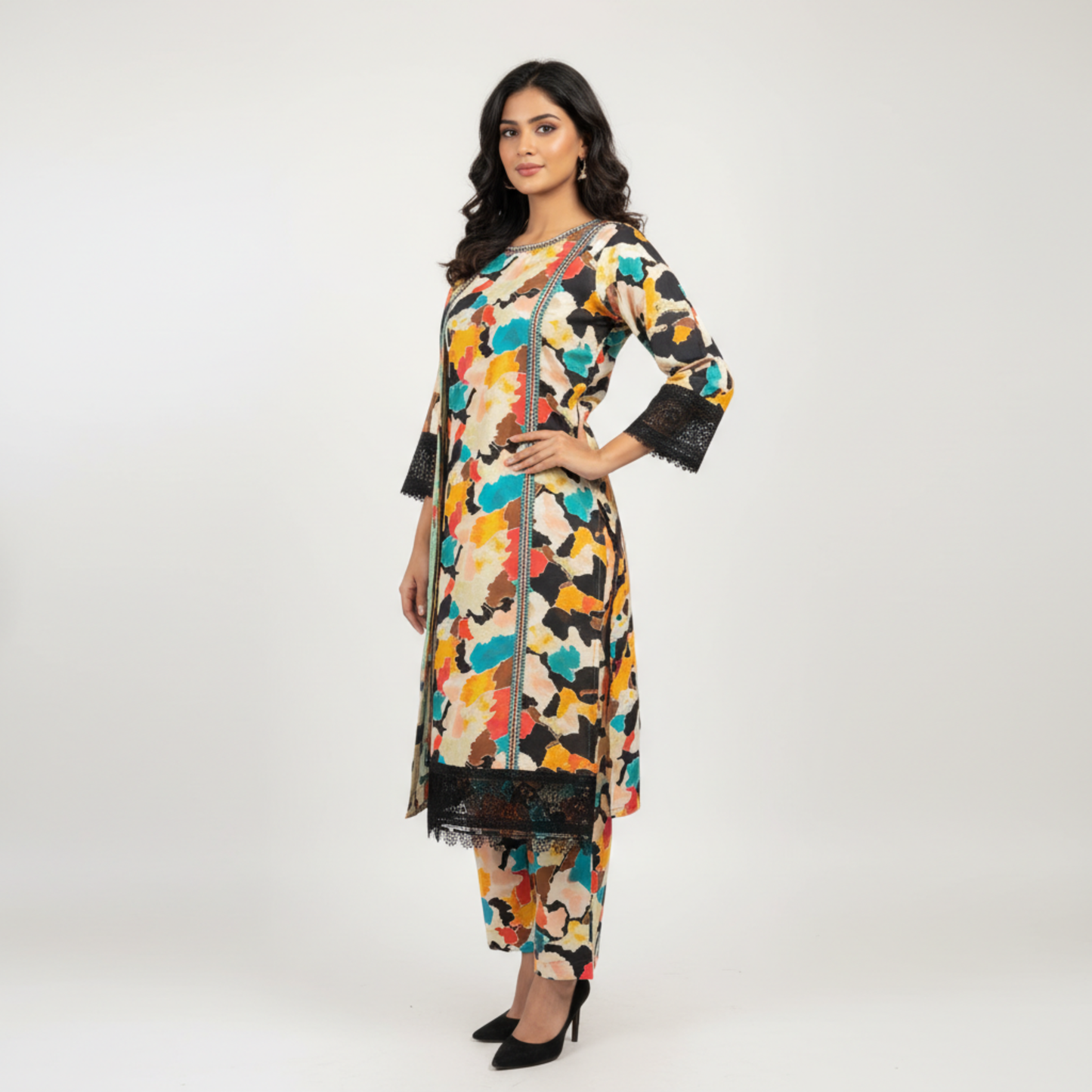 💚 Azure Mosaic Embroidered 3-Piece Lawn Suit