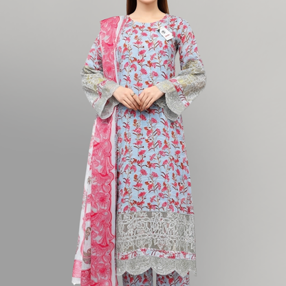 Rosé Bloom Printed 3-Piece Lawn Suit