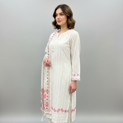 Ivory Grace Embroidered 3-Piece Lawn Suit