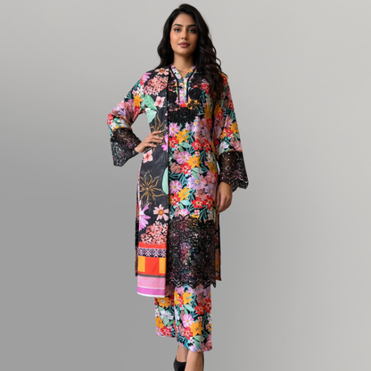 💚 Celestial Bloom Embroidered 3-Piece Lawn Suit