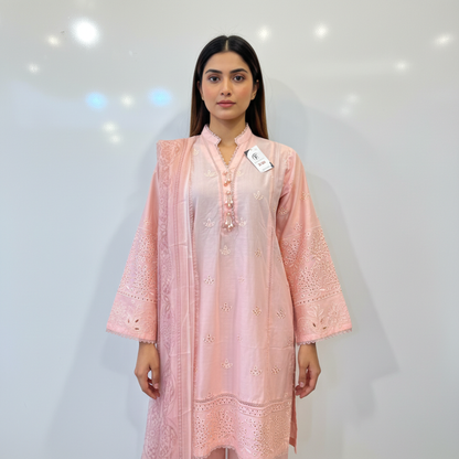 💚 Blush Serenity Embroidered 3-Piece Lawn Suit