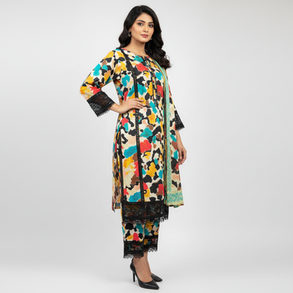 💚 Azure Mosaic Embroidered 3-Piece Lawn Suit